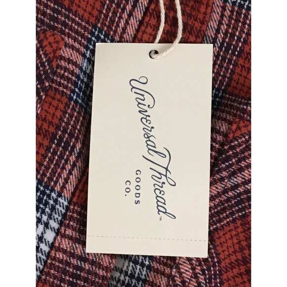 Womens xs Button-Up Red Plaid Flannel Shirt With Long Sleeves & Chest Pockets - Picture 8 of 9